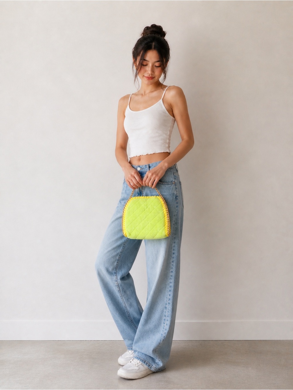 Neon yellow fuzzy mini chain bag | Y2K